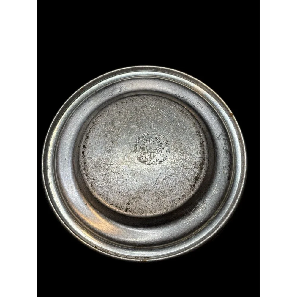 Vintage Woodbury 8oz. Pewter Creamer Or Syrup Pitcher With Hinged Lid And Tray